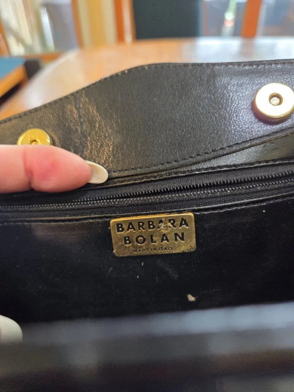 Vintage Barbara Bolan Navy Leather Designer Cross Body
